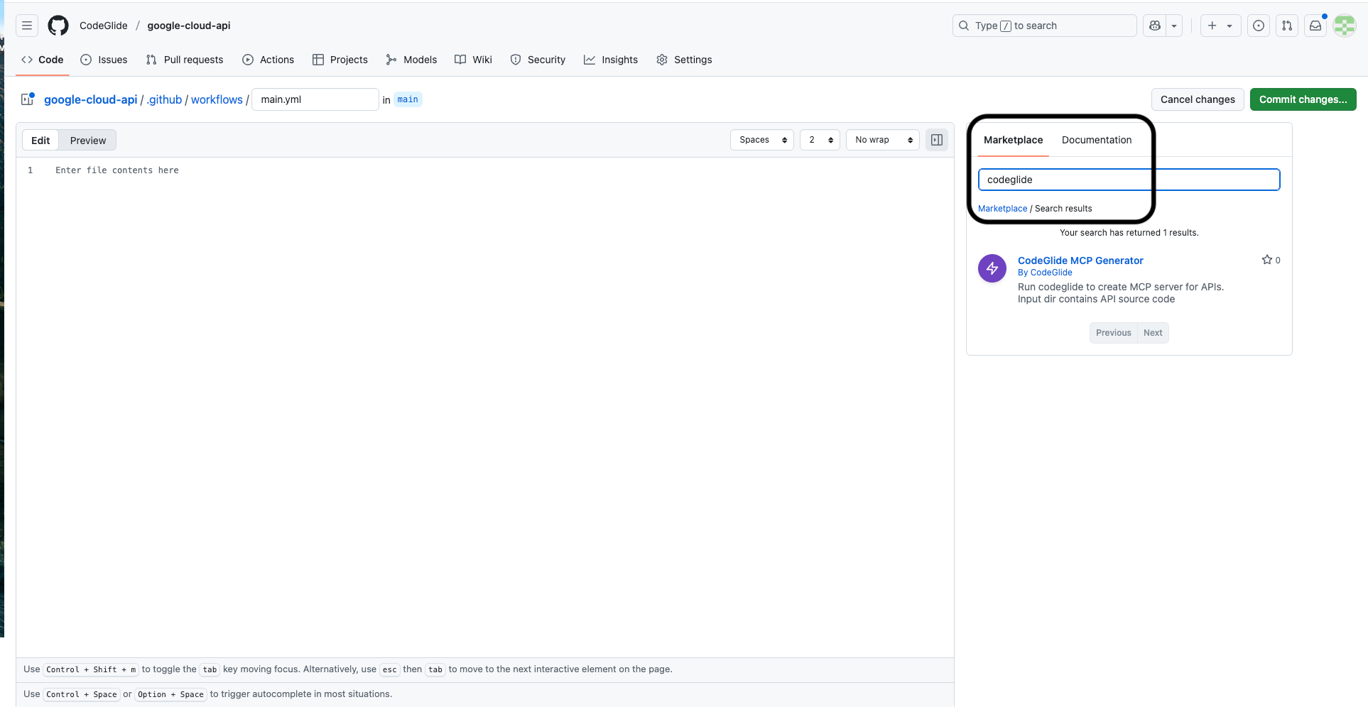 Step 2: Search for CodeGlide MCP Generator